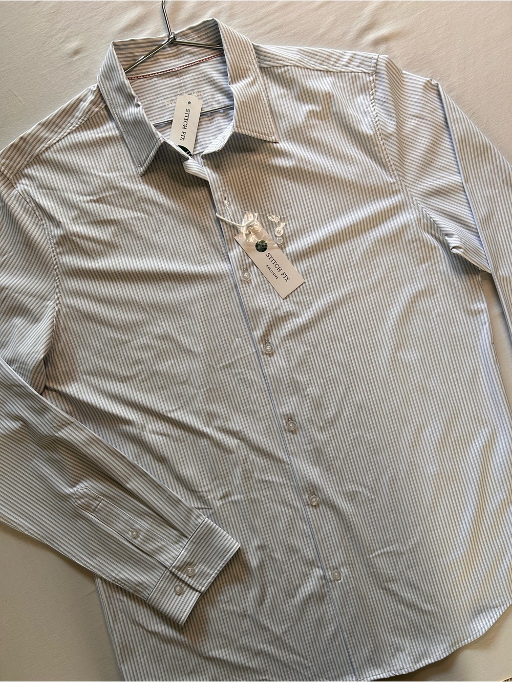 NWT Hawker Rye Performance Dress Shirt XL Blue Stripe Stretch